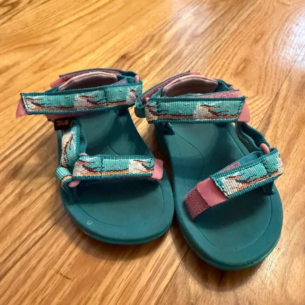 Teva Kids Teal and Pink Patterned Strap Sandals